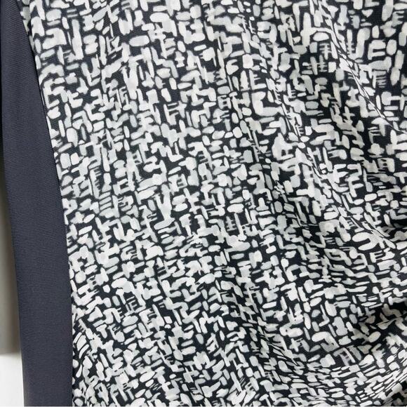 Ralph Lauren grey white stretch geometric half sleeve ruched midi dress medium - Picture 4 of 6